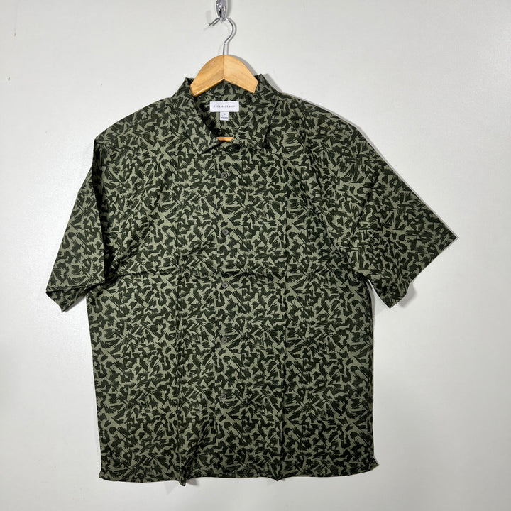 FREE ASSEMBLY SAFARI COLLAR HALF SLEEVES COTTON SHIRT