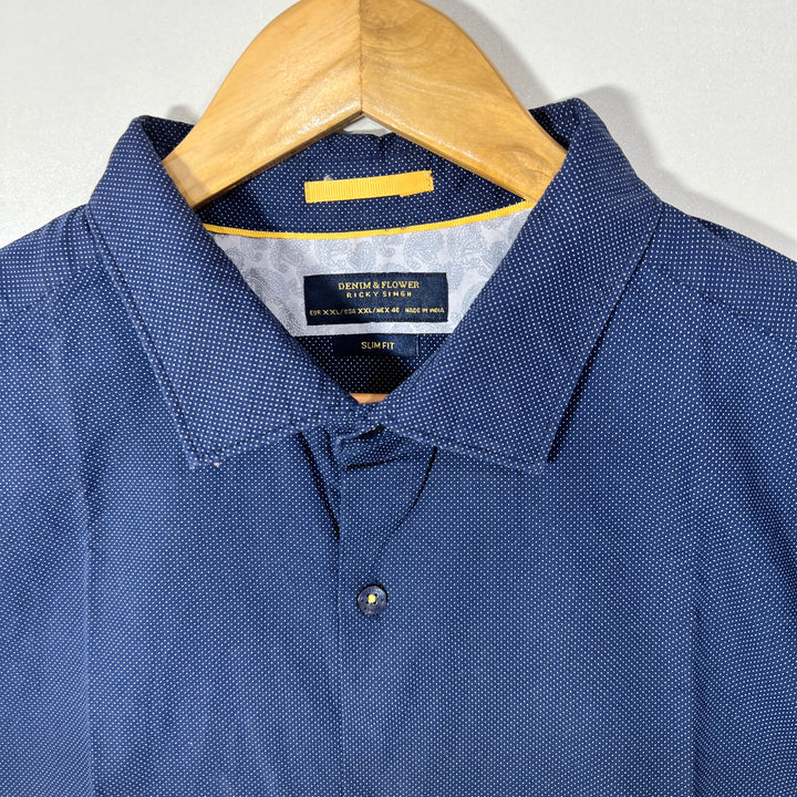 DENIM & FLOWER HALF SLEEVES SHIRT