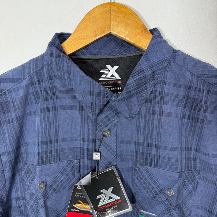 ZEROXPOSUR DOUBLE POCKETS HALF SLEEVES PERFORMANCE SHIRT BRAND NEW WITH STRETCH