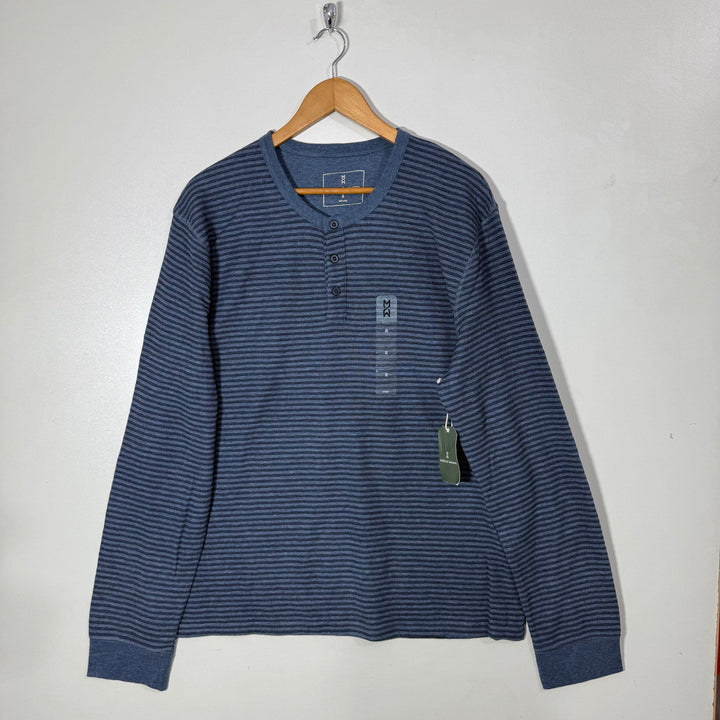MUTUAL WEAVE HENLEY COLLAR LONG SLEEVES COTTON TSHIRT BRAND NEW