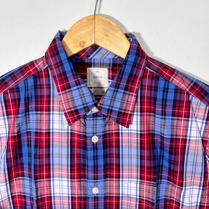 GAP LIVED IN CHECKERED CASUAL COTTON SHIRT