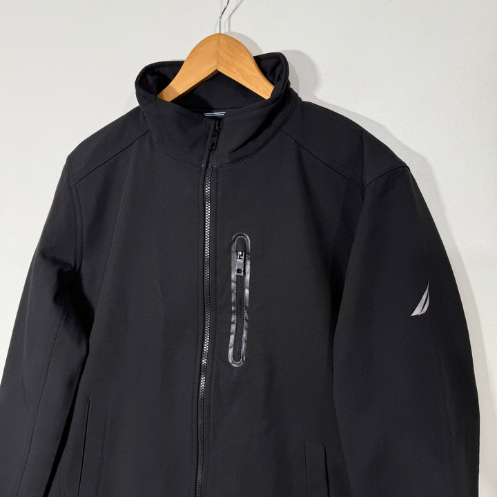 NAUTICA WATER RESISTANT ACTIVE STRETCH WIND RESISTANT SOFT SHELL WINDBREAKER JACKET INNER FLEECE BLACK COLOUR