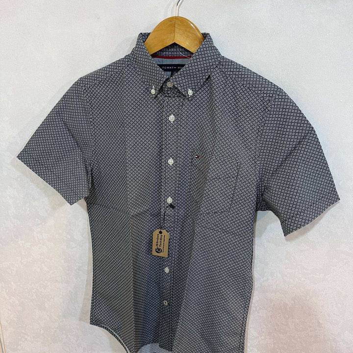 TOMMY HILFIGER CUSTOM FIT HALF SLEEVES PRINTED SHIRT - JS BROTHERS